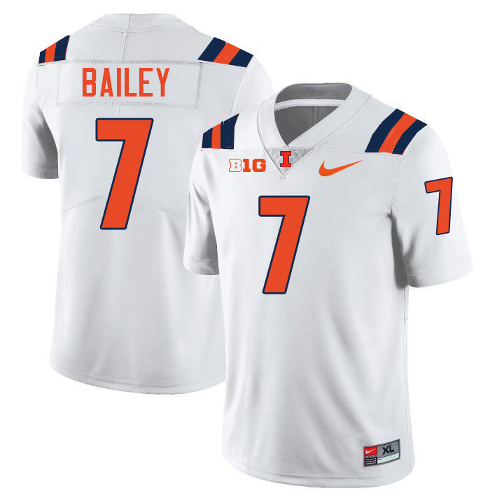 #7 Matthew Bailey Illinois Fighting Illini Football Jersey,Uniforms-White